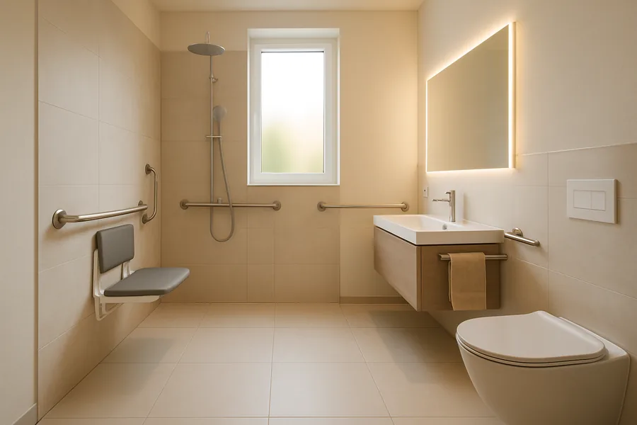 Barrierefreies Bad mit bodengleicher Dusche – Jan Dimov Fliesenleger Erlangen